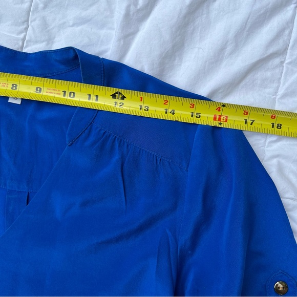 Amanda Uprichard | Blue 100% Silk Mandarin Collar Blouse Size Small - Picture 9 of 11